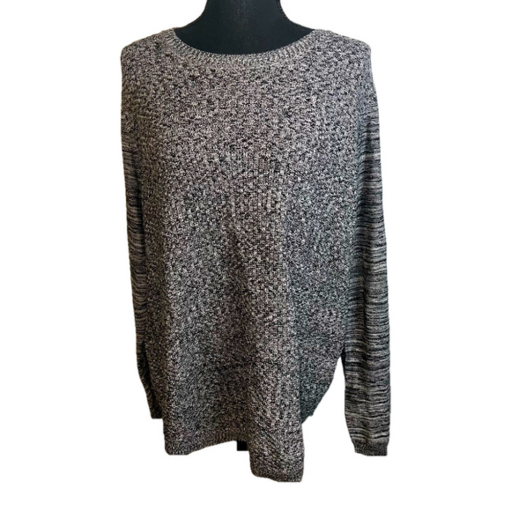 Lety & Me Stitch Fix Ariana Elbow Patch Gray Black Knit Sweater XL